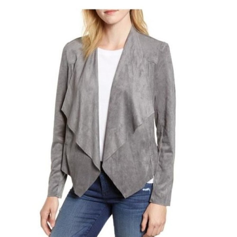 Kut‎ From the Kloth Gray Drape Front Tayanita Faux Suede Jacket S